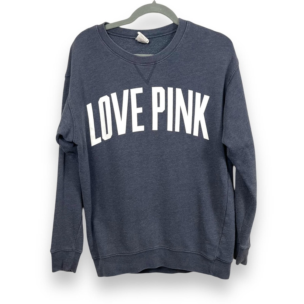 Victoria's Secret Sweatshirt Womens Extra Small Gray Love Pink Crewneck Y2K - Picture 1 of 8
